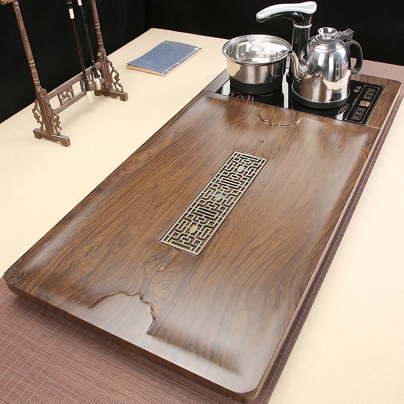 r*-Hospitality Serving Tea Tray Wooden Luxury Accessories Office Drainage Chinese Kitchen Tea Tableware Bandejas Home Products