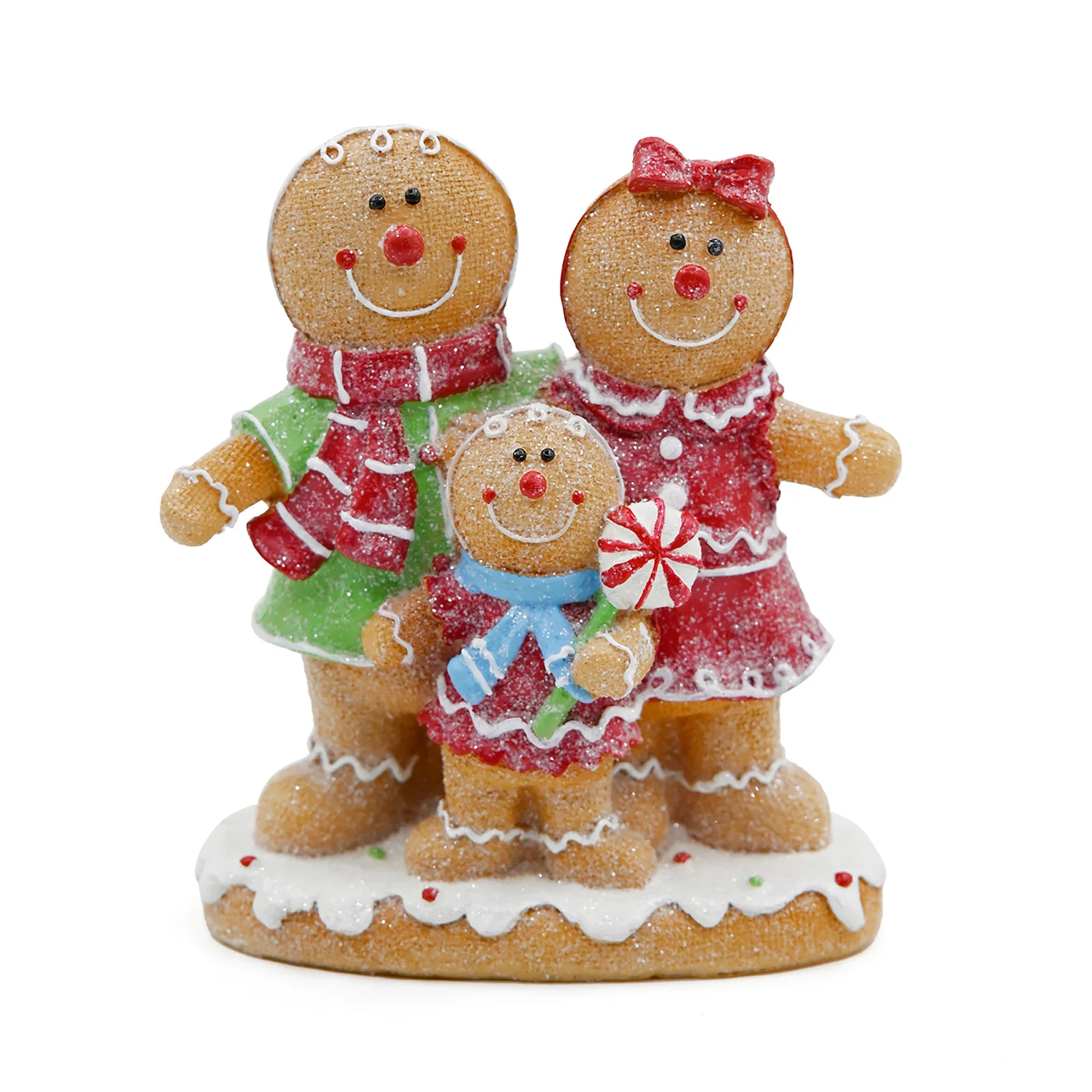 Gingerbread Man Resin Figurine Festive Christmas Desktop Ornament Cute Holiday Decor Craft for Home Office Tabletop Display