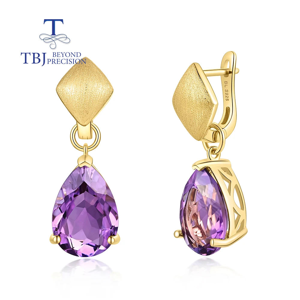 

2023 new Unique two-wear design Natural amethyst vintage gold earrings for Lady S925 Silver Anniversary gift