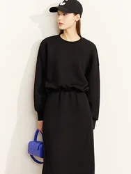 AMII Minimalism New Autumn Sweatshirt Casual Loose Pullover O-Neck Hoodies Straight Elestic Waist Skirt Female Clothing 12240862