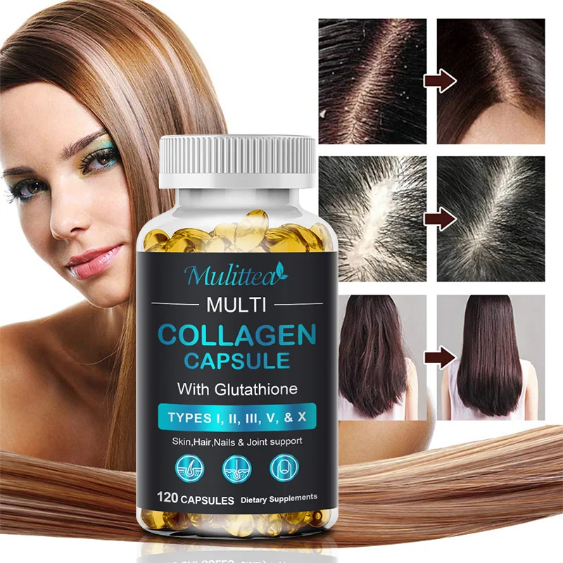 Mulittea Collagen & Glutathione Capsules with VitaminC Nail care fixed hair Skin Brightening Supplement Immune Support for Women