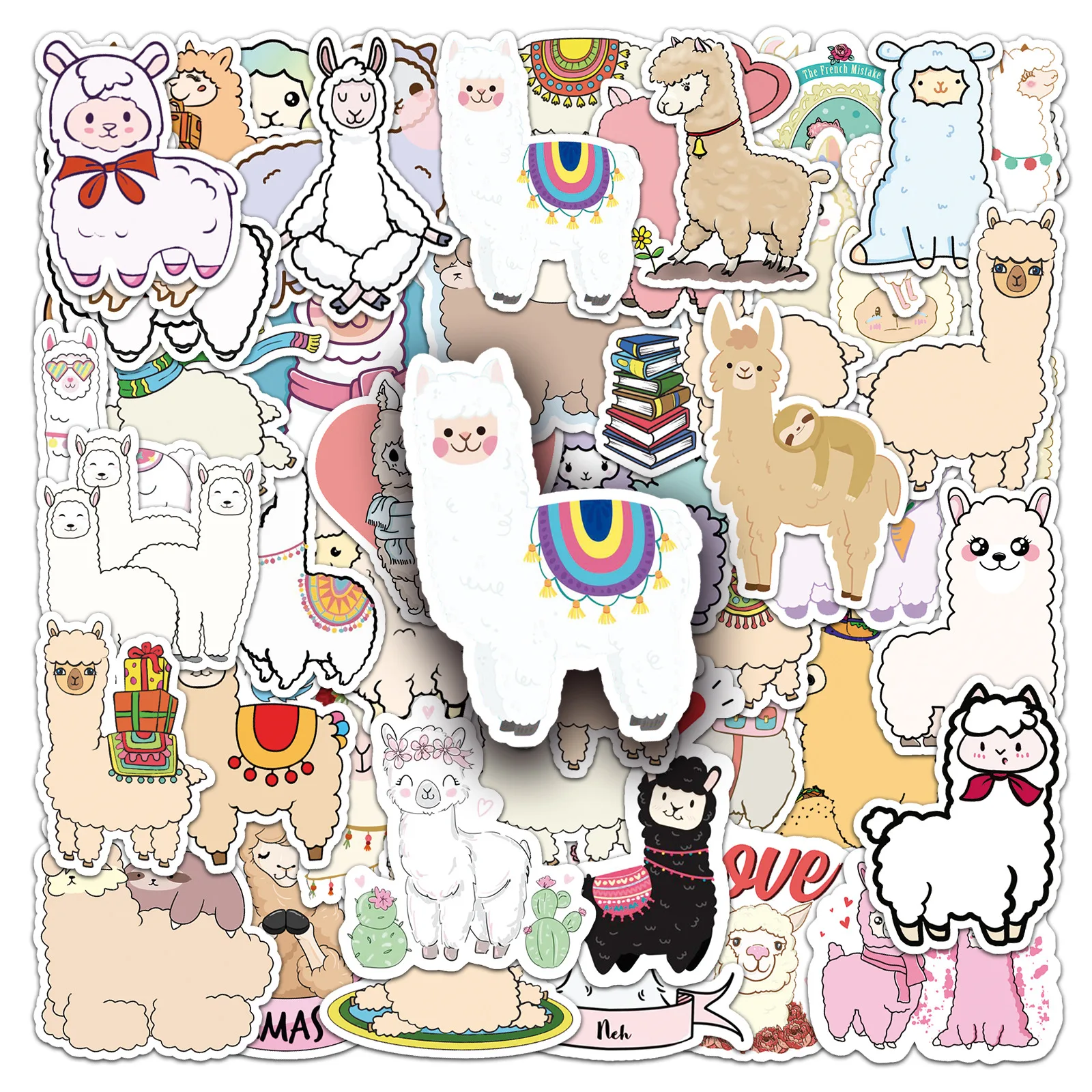 

50PCS Cartoon Alpaca Instagram style Cute Animals DIY Doodle Decorative Luggage Guitar iPad Gift Waterproof Stickers Kids Toy
