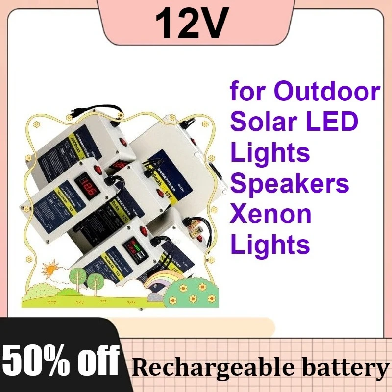 

12V Lithium Battery Ultra Lightweight Backup Power Supply for Outdoor Solar LED Lights Speakers Xenon Lights Li-ion Battery Pack