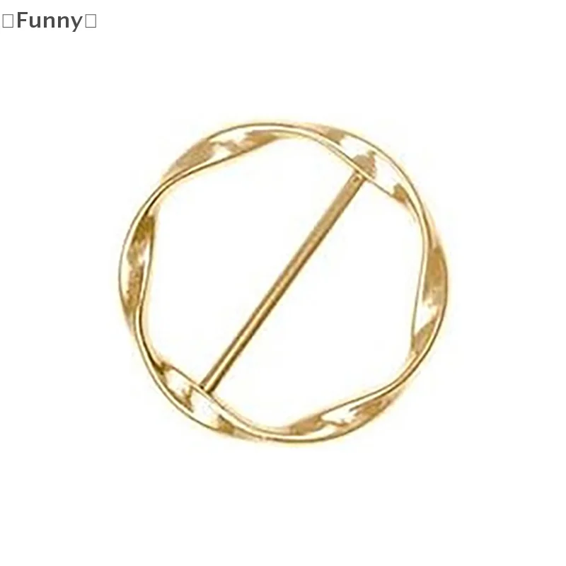 〔Lucu〕5/6 Buah Gesper Syal Sutra Berpilin Tiga Kecepatan Bulat Logam Campuran Seng Gaya Eropa dan Amerika