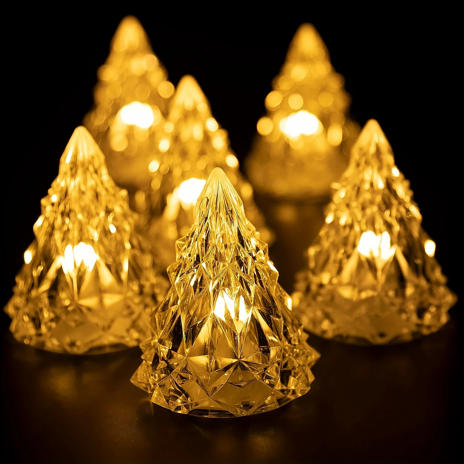 LEDクリスマスツリーライト,電子キャンドルライト,クリスタルナイトライト,デスクオーナメント,装飾ギフト,バレンタインデー