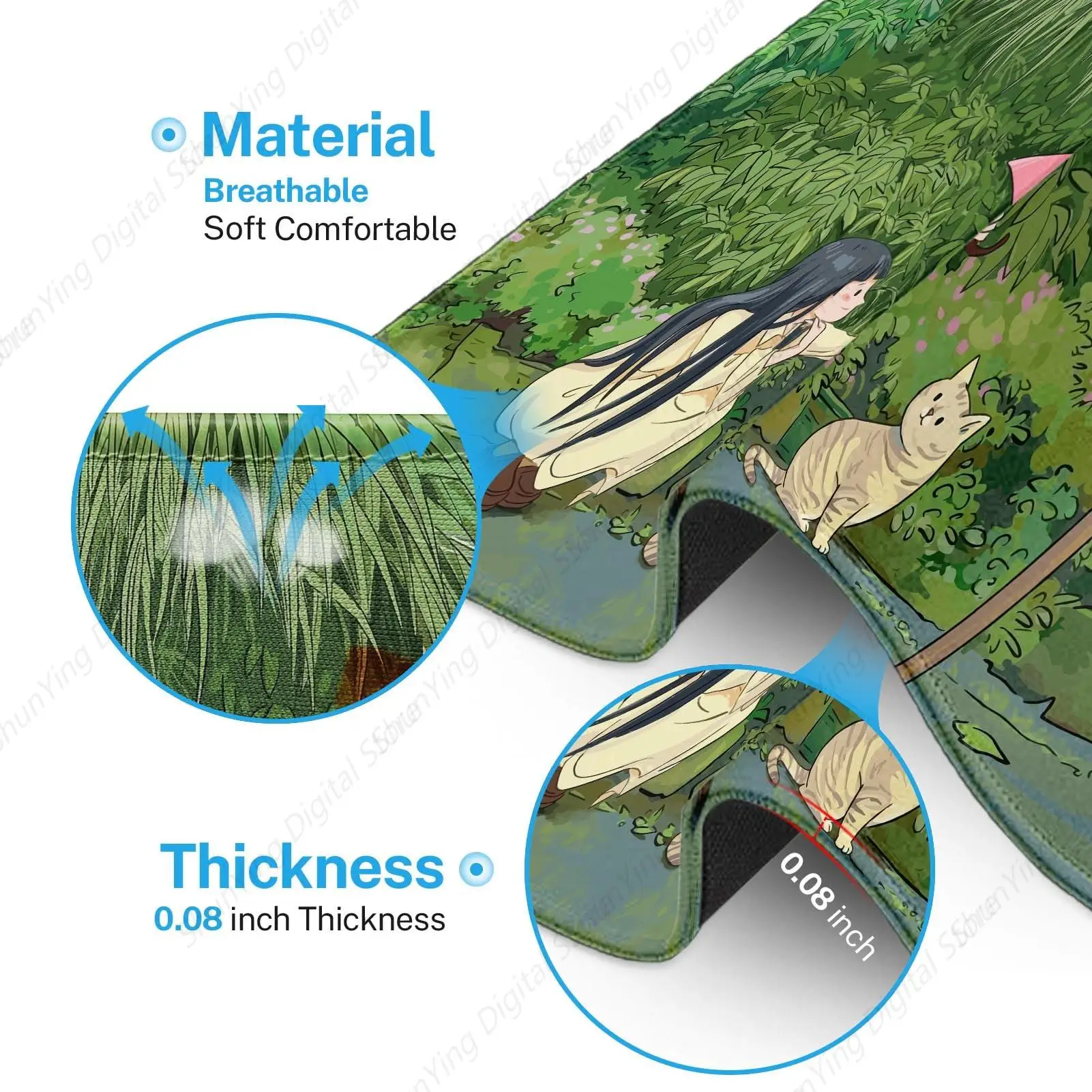Эстетический коврик для мыши в стиле аниме с котом, ноутбук, настольный компьютер, офисные принадлежности, противоскользящий резиновый игровой коврик для мыши 25*30 см
