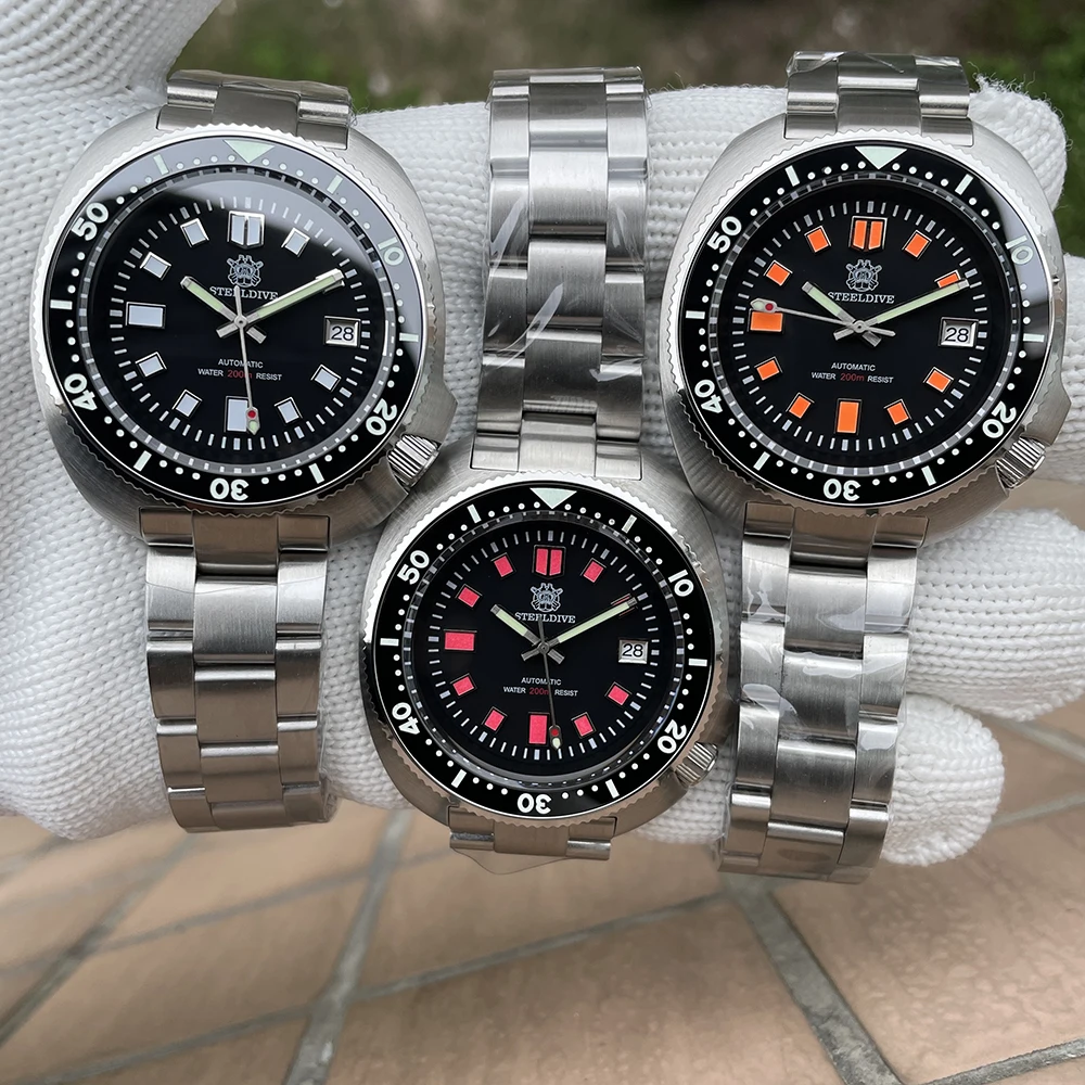 STEELDIVE SD1970R Limited Supply 44mm Case Ceramic Bezel 200M Waterproof NH35 Automatic Sappphire Turtle Dive Wathch for Men