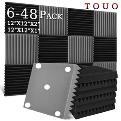 TOUO Acoustic Foam 6/12/24/48 Pcs Soundproofing Sponge Fireproof Wall Soundproofing Soundproof Foam Studio Home Sound-Absorbing