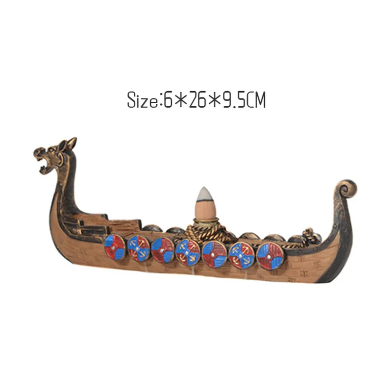 Nordic Retro Viking's Leading Ship Resin Desktop Ornaments Crafts Small Gifts Home Decoration Antique Decor Desk