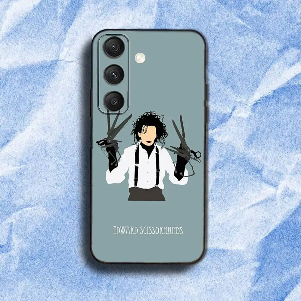 حافظة هاتف E-Edward S-Scissorhands لهاتف سامسونج S 25,24,23,22,30,21,10,9,Ultra,Plus,Lite,FE,4,5G حافظة ناعمة سوداء