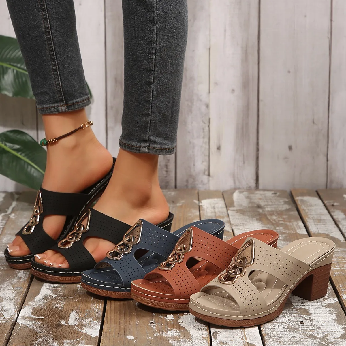 Womens Platform Sandals with Open Toe Women'S Flip Flops Chunky High Heels Opentoe Block Dress Bridal Zapatos Mujer