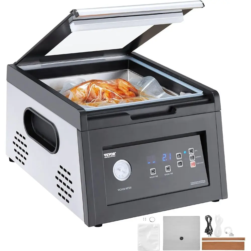 

Chamber Vacuum Sealer, 380W Vacuum Pump Power, Sealing Bag Packing hine or Wet oods, Meat, Compact Design with 11.5 in Sealing L