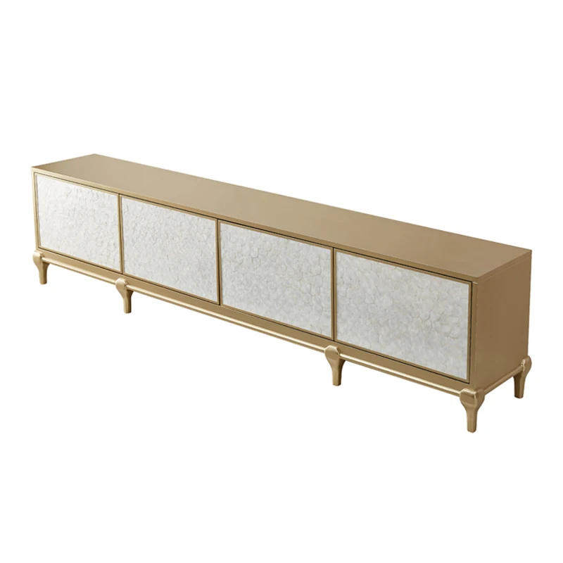 American neoclassical shell TV cabinet light luxury high living room decoration simple European solid wood coffee table combinat