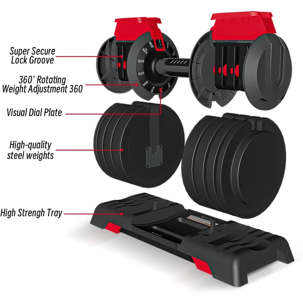 دمبل وزن 52.5 رطل مع 12 مقبضًا معدنيًا مضادًا للانزلاق