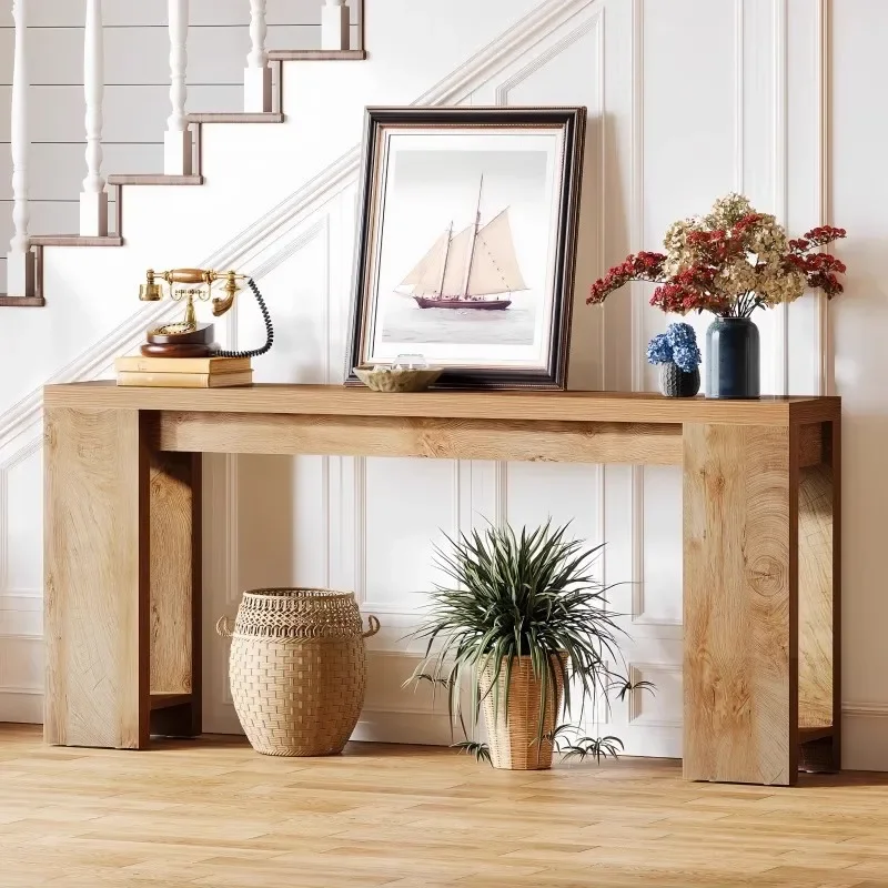 Solid wood entrance table, light luxury, American retro entrance, wall-against entrance platform