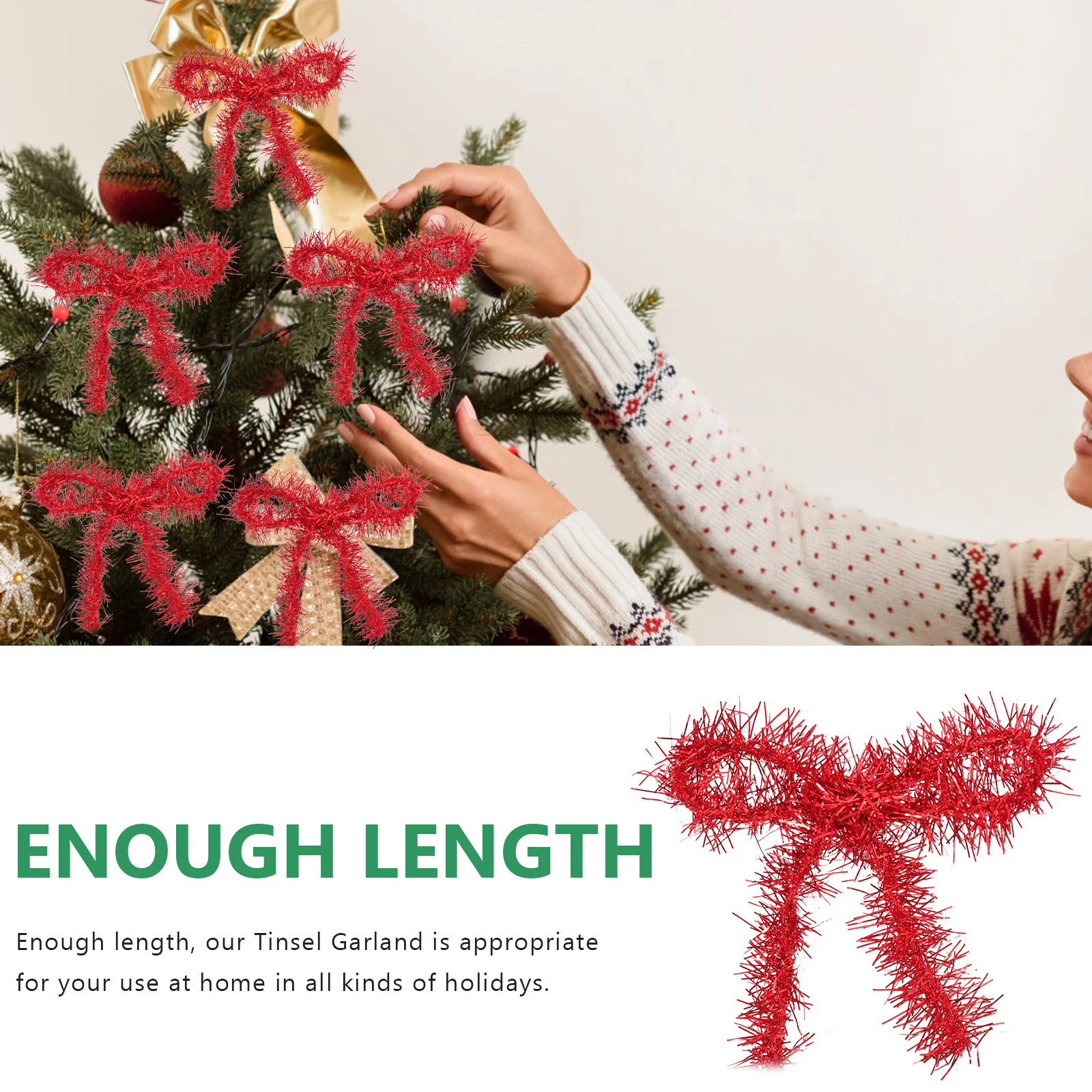 

2pcs 2 Rolls Tinsel Garland Christmas Shiny Decoration Party Home Diy Decor Plastic Hanging Ribbon Festive Layout Prop