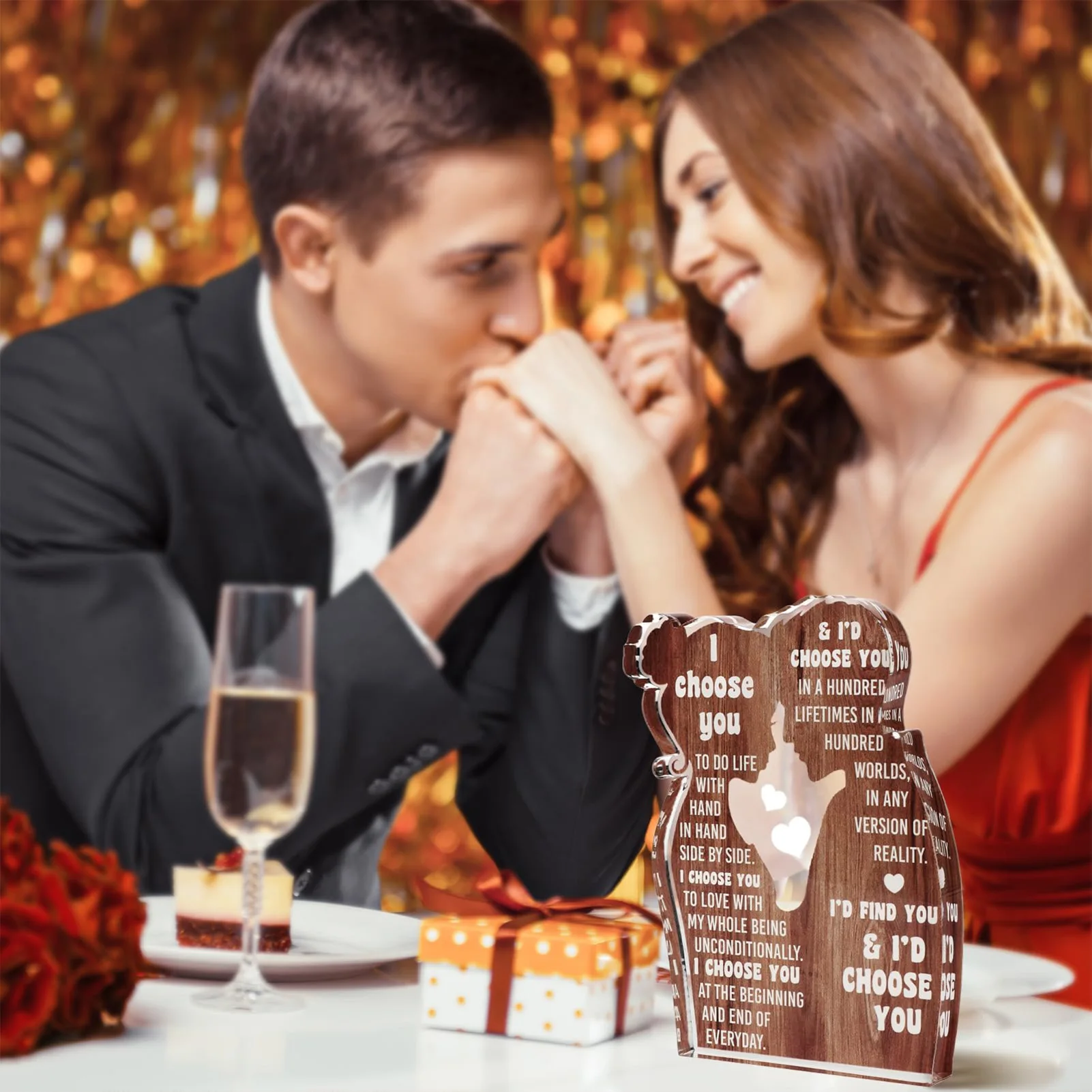 2026 هدايا عيد الحب الإبداعية نص غنائي الاكريليك زخرفة لمكتب خزانة Teapoy الموقد لوازم الديكور المنزل