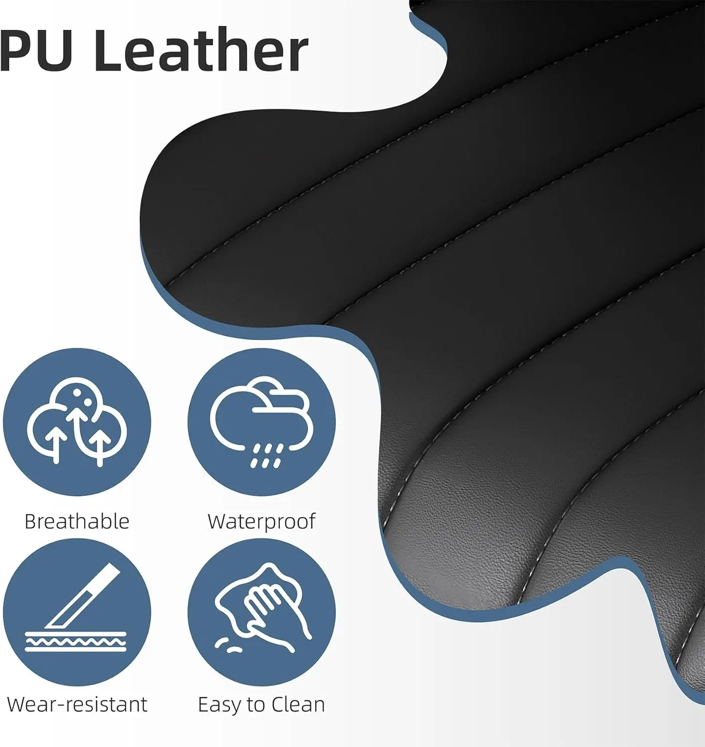 طقم مقاعد بار مكون من 3 قطع، ارتفاع دوار مع ظهر، جلد PU قابل للتعديل، مقعد جزيرة المطبخ الحديث، أسود