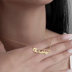Customized Safety Pin Necklace, Personalized Pseudonym Necklace, Personalized Jewelry, Mom's Gift, Baby Welcome Party Pendant