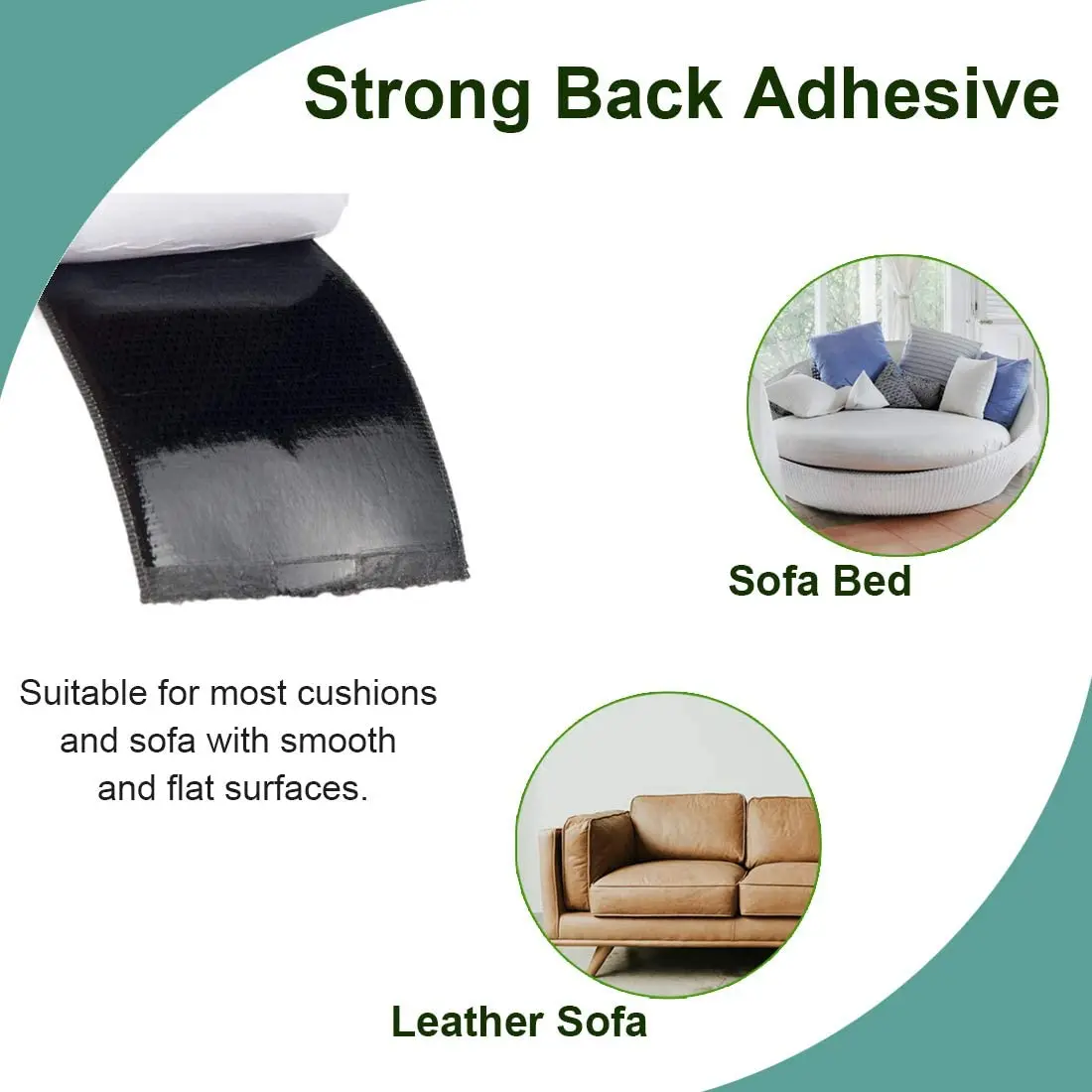 Couch Cushion Non Slip Pads to Keep Couch Cushions from Sliding, Hook and Loop Tape with Adhesive for Smooth Surfaces