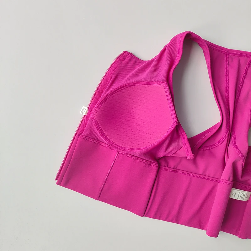 Einteiliger Sport-BH mit Frontreißverschluss, Crop-Top für Damen, stoßfest, schnelltrocknend, hochfeste Weste, Fitness-Yoga-BH – Detail 12