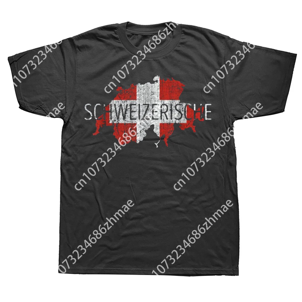 Funny Switzerland Map Flag T Shirts Summer Style Graphic Cotton Streetwear Short Sleeve Birthday Gifts T-shirt Mens Clothing