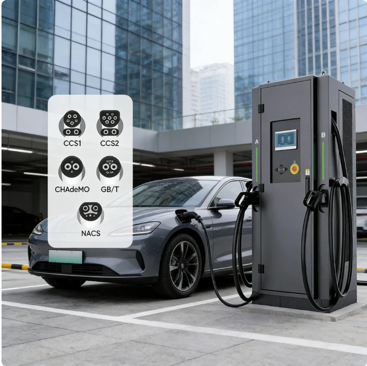 60kW DC Fast Charger CCS2 Dual Gun Floor Mounted Charging Station Dynamic Load Balance Smart APP 4G WiFi RFID OCPP 1.6J Pile