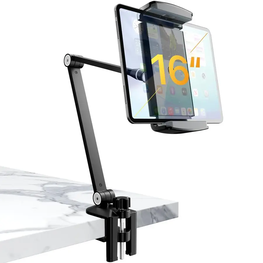 

Stand HolderAdjustable iPad Desk Mount with 360 Rotating Base for 6.316 DevicesFoldable Aluminum ipad Arm Mount for Desk,Bed,Kit