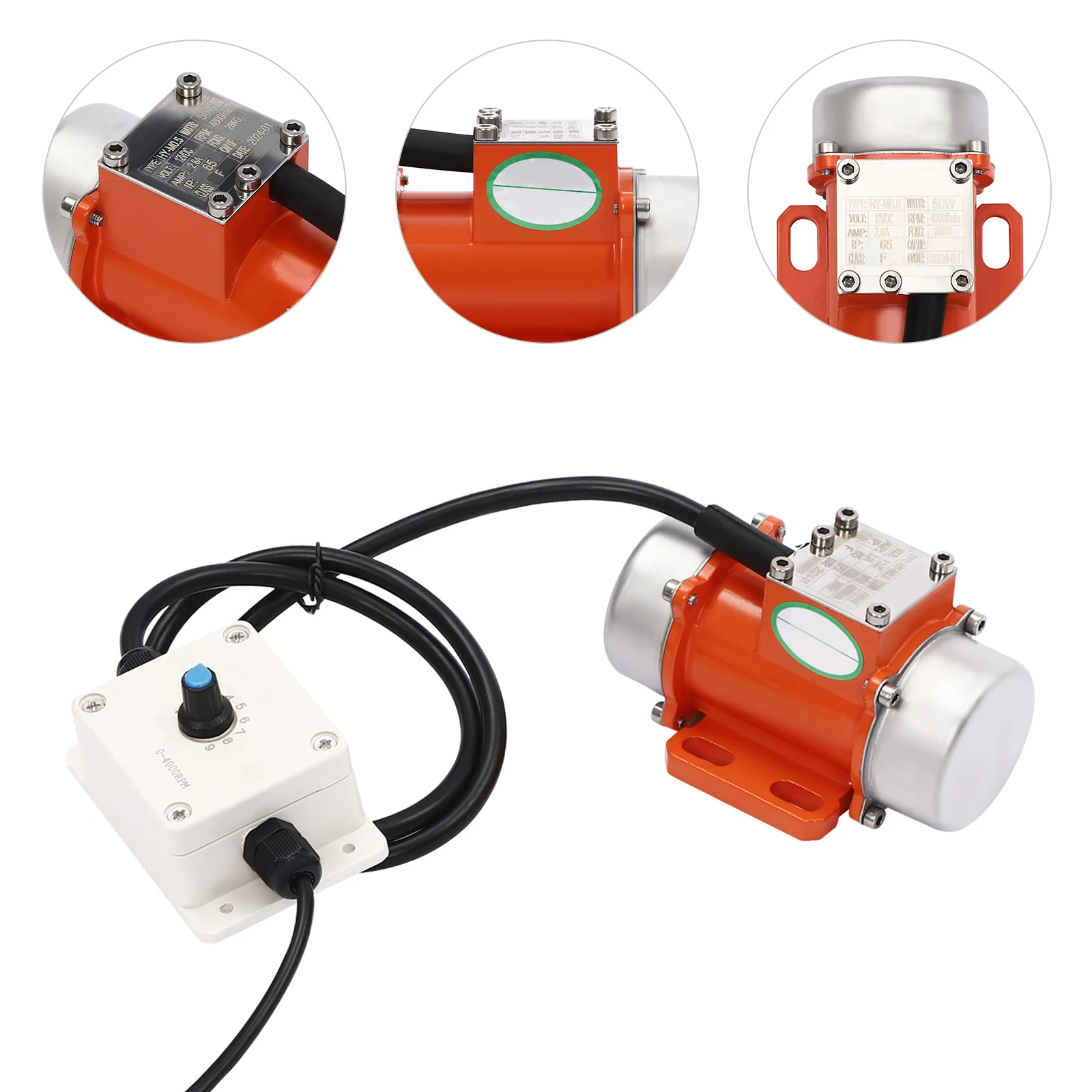 50W Brushless Concrete Vibrator Motor with Adjustable Speed, IP65 Waterproof, Bearings, and Easy Installation