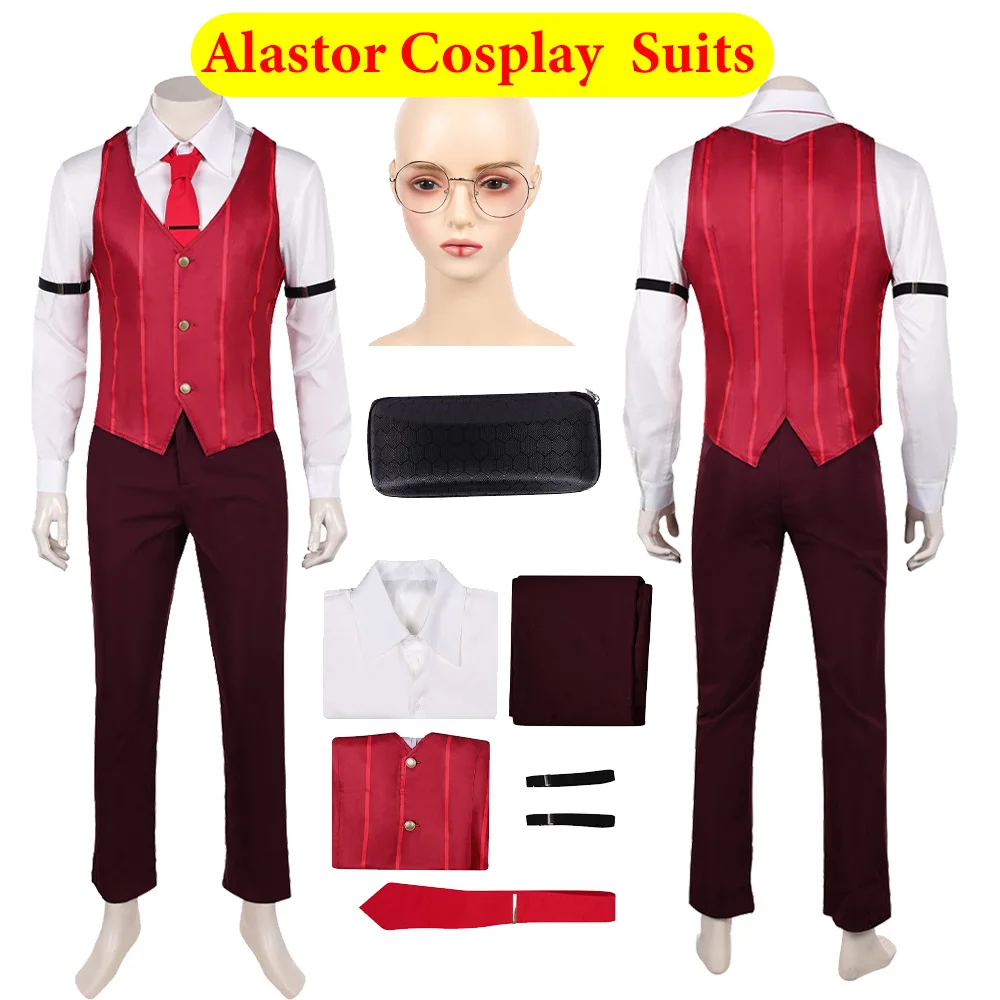 

Мужской Аластор Косплей Костюм Очки Униформа Отель Аниме Рубашка Жилет Брюки Галстук Хэллоуин Карнавальные Наряды Одевание Партии Мужской Костюм
