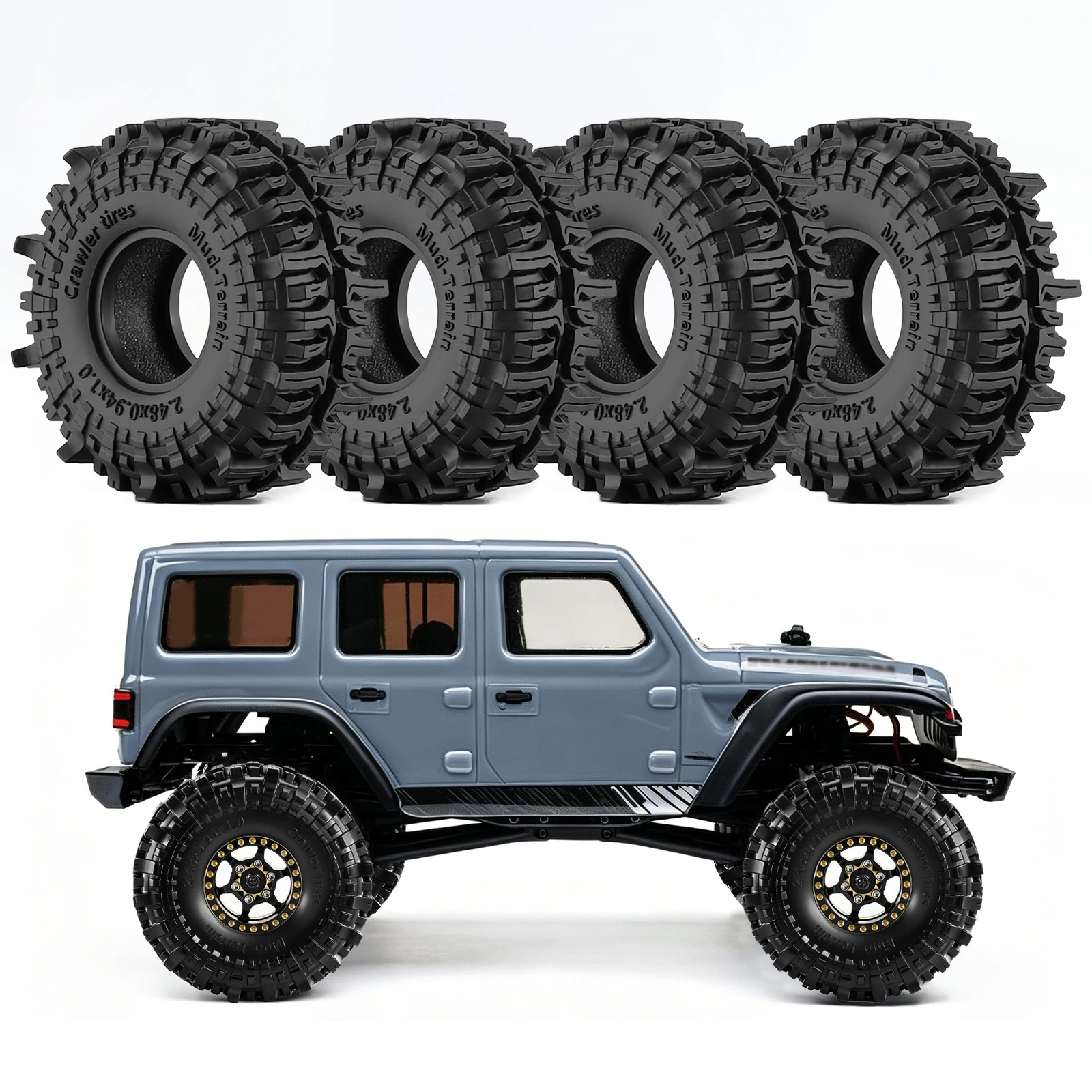 4pcs 1.0 inch Soft Rubber Mud Cralwer Tyre for 1/24 1/18 Axial SCX24 AX24 FMS FCX24 TRX4M Ascent-18 RC Crawler Car Upgrade Parts