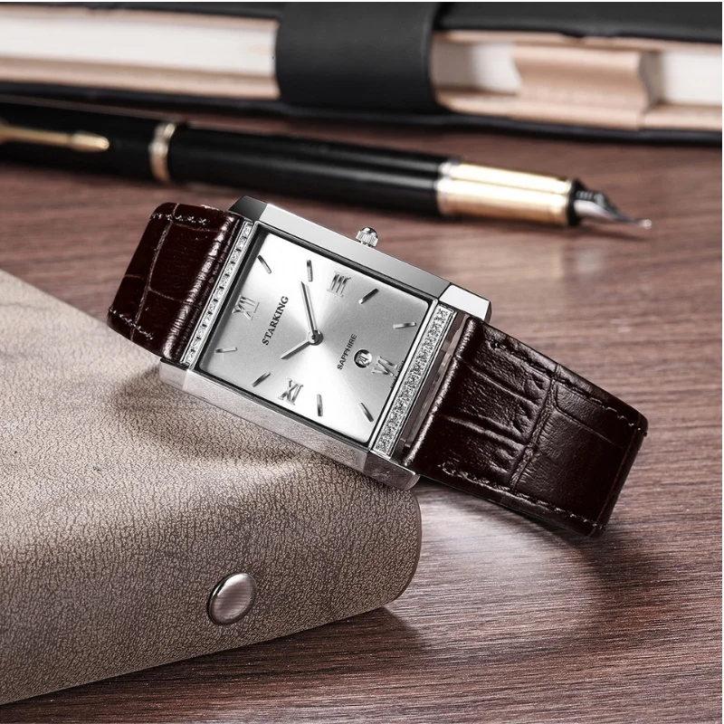 

Quartz Watch Classic Square Watch with Swiss ETA Movement and Day Calander Sapphire Mirror, 3ATM wtih Strap and Bracelet