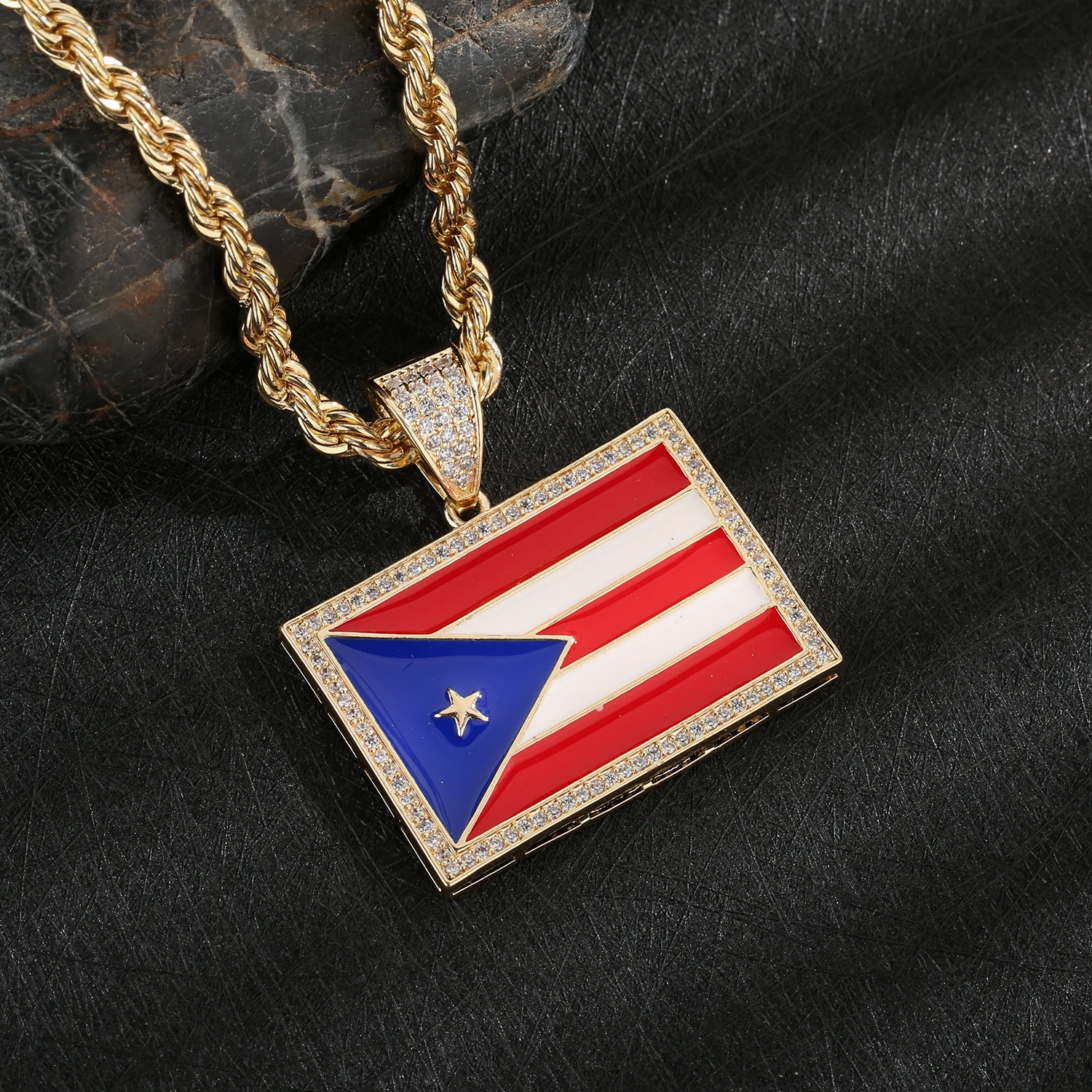 Collar of Puerto Rico and Coraz ó n band, colors dorado and platado, antioxidant joy, Puerto Rico