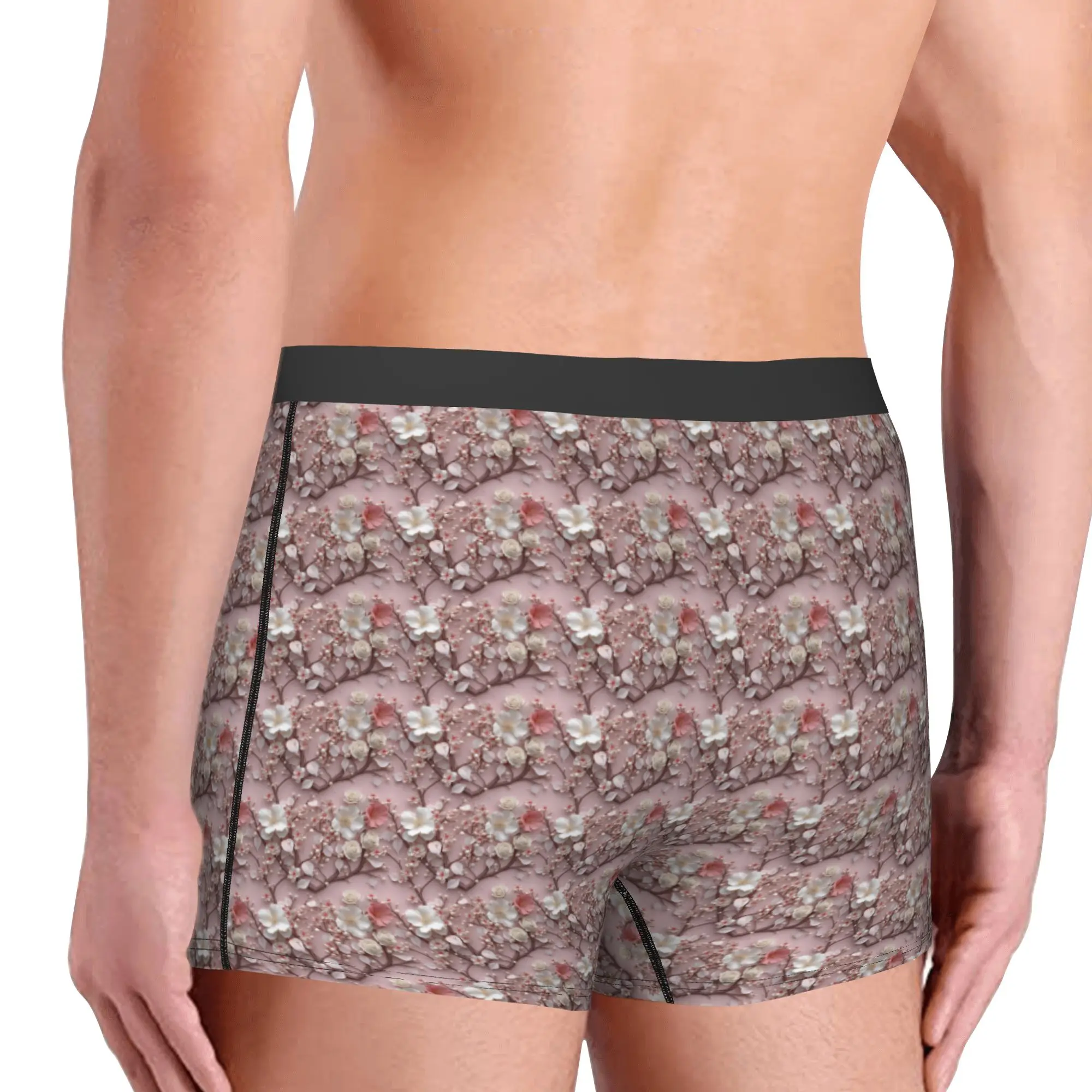 Novelty Fashion Trend 3D Flowers Boxers Shorts Panties Male Underpants Stretch Luxury High 3D Floral Briefs Underwear