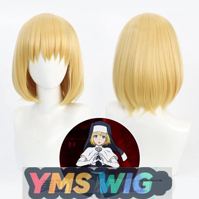 

[ YMS WIG ]Fire Force Iris Cosplay Wig, Golden Yellow Scalp Bob Cut For Daily Use