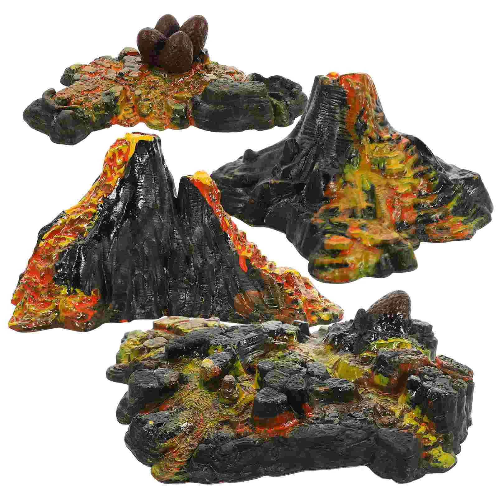 2 Pcs Mini Simulated Volcano Model Child Eruption Experiment Toy Soft Rubber Decor