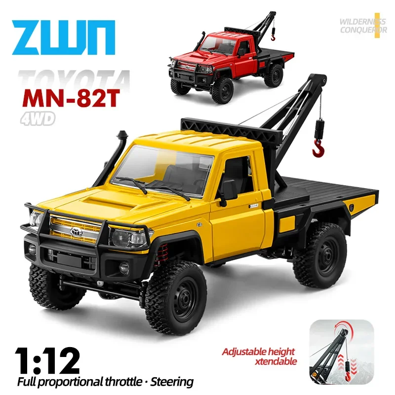 Camion sur chenilles RC MN82T 2.4G avec lumière 4WD 1/12, grue de Simulation, pick-up tout-terrain, voiture d'escalade, jouets télécommandés pour cadeaux pour enfants