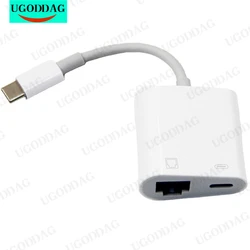 Stabilny Adapter połączeniowy Ethernet konwerter PD do ładowania karty sieciowej typu C do portu RJ45 dla Xiaomi Chromecast Google TV