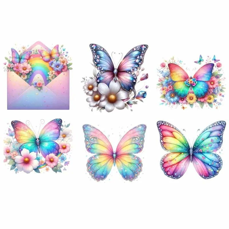 

Flower Butterfly Patch Heat Transfer Vinyl Iron-On Transfers For Clothing Fashion High Heel Applique Thermal Stickers On Clothes