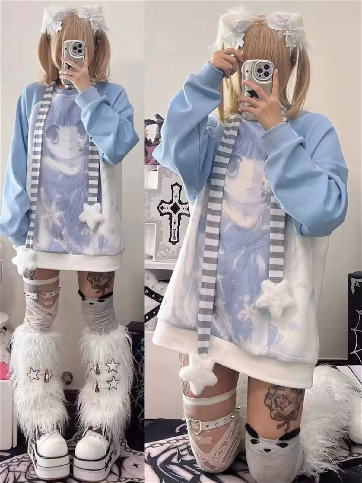 Japanse Anime Print Hoodies Vrouwen Vintage Harajuku Sweatshirt Losse Tops Y2k Esthetische Grunge Moletom Alle Match Mode Moletom