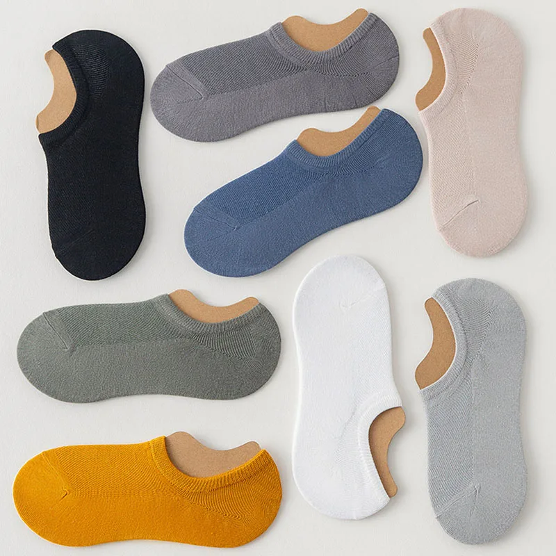 5 Pairs Men Summer Thin Cotton Socks fashion Shallow Mouth Invisible Breathable Anti Slip And Heel Resistant Invisible Socks