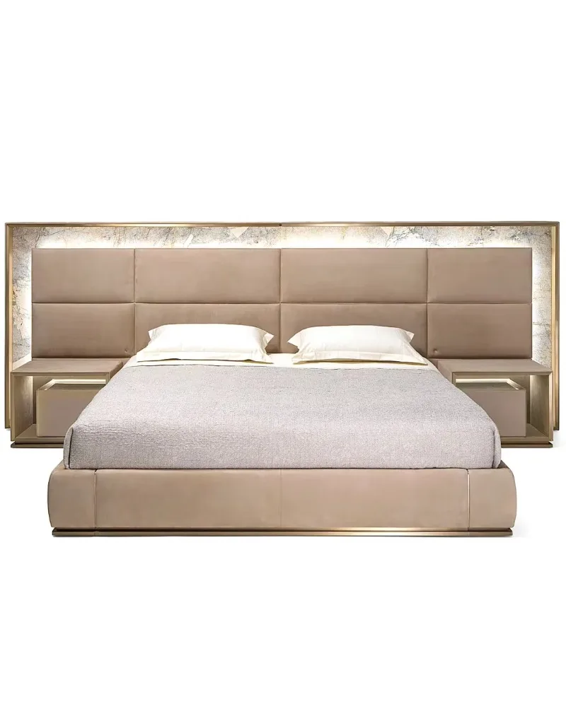 European Style High-End King Size Bedroom Set Luxury Modern Leather Furniture Comfortable Bed Room Set