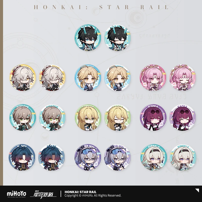 Juego de Anime Honkai: Star Rail Jimi, serie de sala de recepción, insignia de hojalata, Yanqing Qingque Jing Yuan Baji, broche MiHoYo, 2025