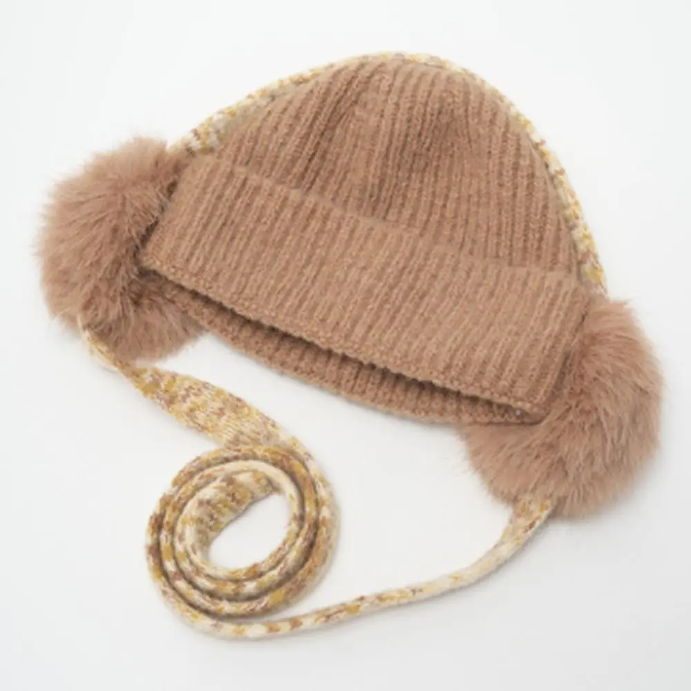 Retro Knit Ear Flap Beanie Cuffed Warm Cuffed Winter Hat Cozy Fleece Lined Earmuff Beanie Winter Season