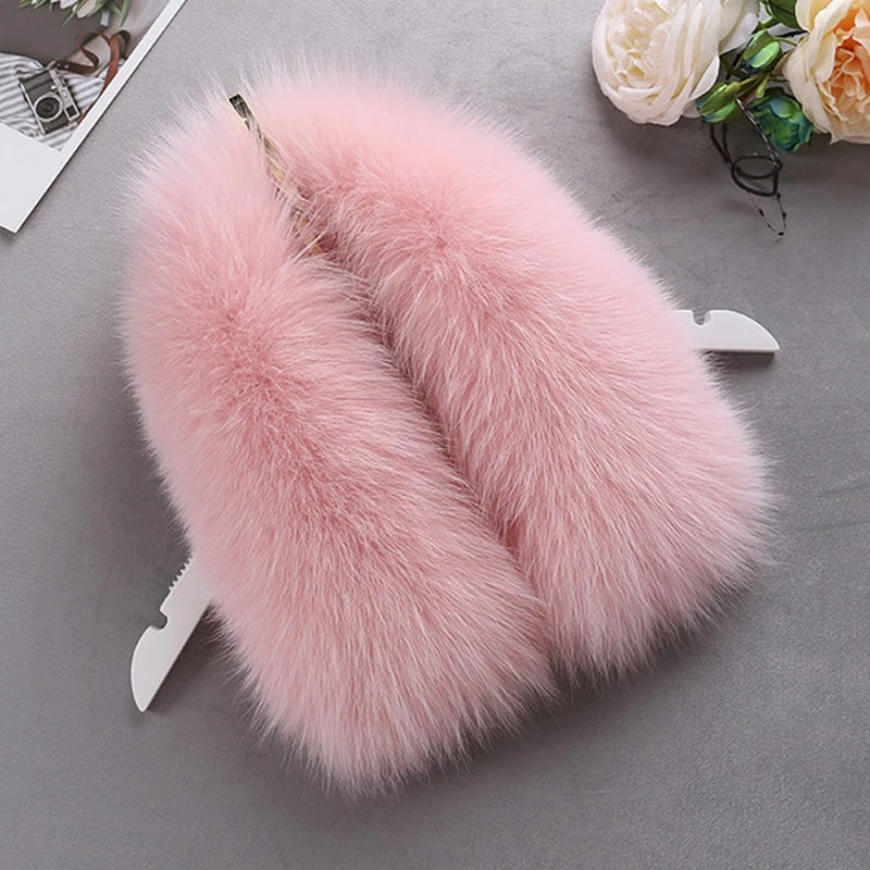 Winter Real Fox fur collar Natural Fur Collar Genuine Fox fur Scarf Shawl Neck warm Women Fashion Coat Collar Accessory Scarves