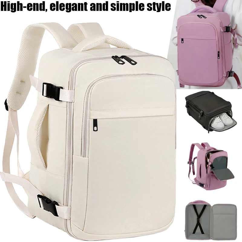Women Large Capacity Travel Backpack, Waterproof Weekender Carry On Rucksack, Trendy Bag with Shoe Compartment for Flight