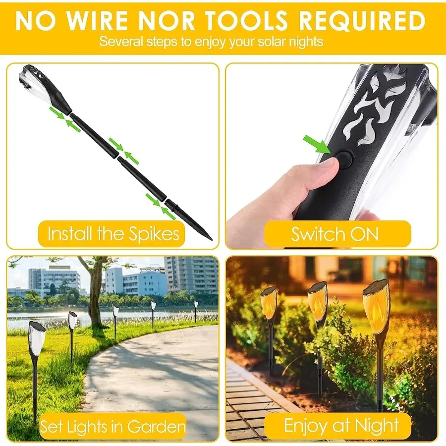 Солнечные фонари для улицы, 2 упаковки, мерцающий пламя, фонарик для сада, двора, патио, дорожки, декор, водонепроницаемый пейзажный светильник