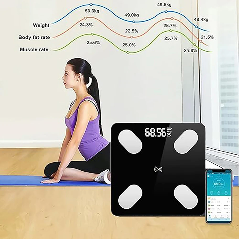 Balance, pèse-bagages, pèse-personne, balance de composition corporelle, dotée de fonctions de mesure de l'IMC et de la masse musculaire, capable de supporter jusqu'à 400 livres, adaptée au fitness à domicile, synchronisation des données avec l'application mobile, un cadeau idéal pour les personnes soucieuses de leur santé.