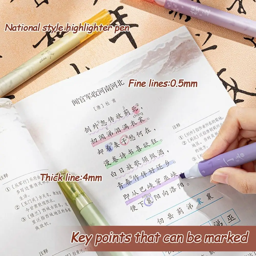 4PCS/Set Chinese Style Highlighter Pen DIY Scrapbook Painting Writing Drawing Art Marker Pens Painting Color Pen Gift