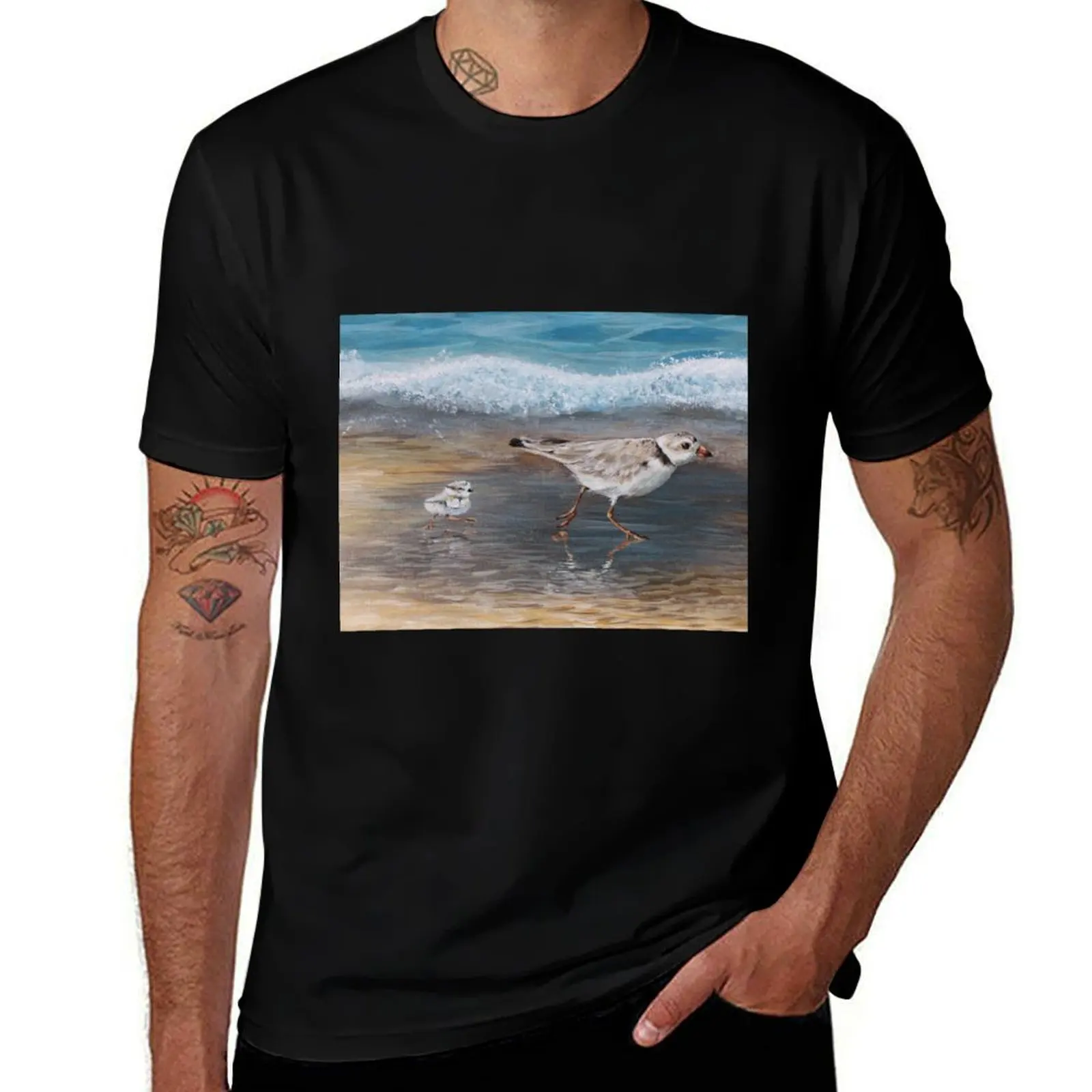 Plover Mommy and Chick T-Shirt cotton t-shirt plain for man package T-Shirt